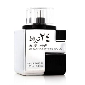 Lattafa 24 Carat White Gold Eau De Parfum 100ml Unisex Fragrance Bottle